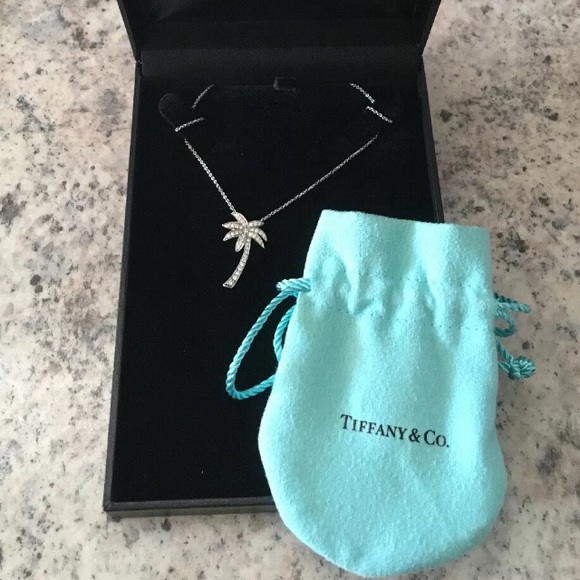 Platinum Diamond Palm Tree Necklace 